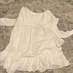 Hello Molly White Ruffled Tie Front Sundress